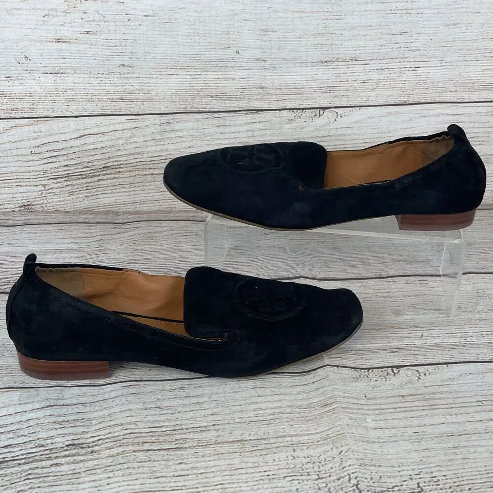 Tory Burch Leigh Womens Sz 11 Black Suede Loafers Slip On